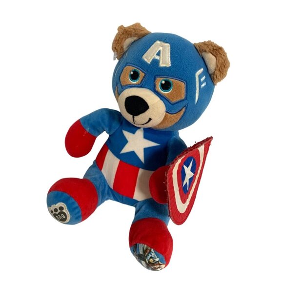 Build a Bear Plush Captain America Stuffed Animal Doll Toy Bear Marvel Avengers - Picture 1 of 5